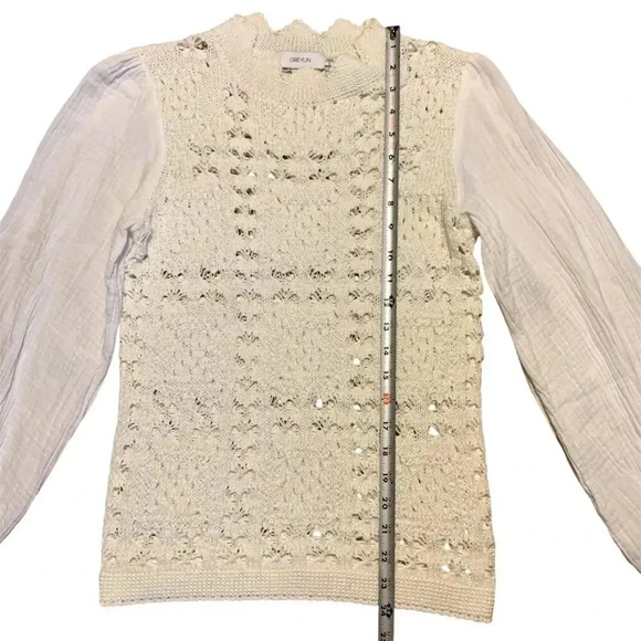 Anthropologie Greylin Cream and White Woven/Gauze Sweater- Size S - Picture 9 of 9